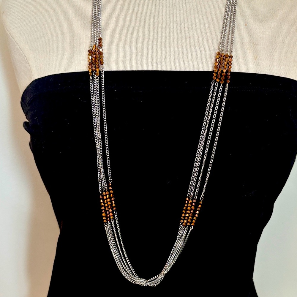 Joan Rivers Elegant Silver and Brown Beaded Necklace